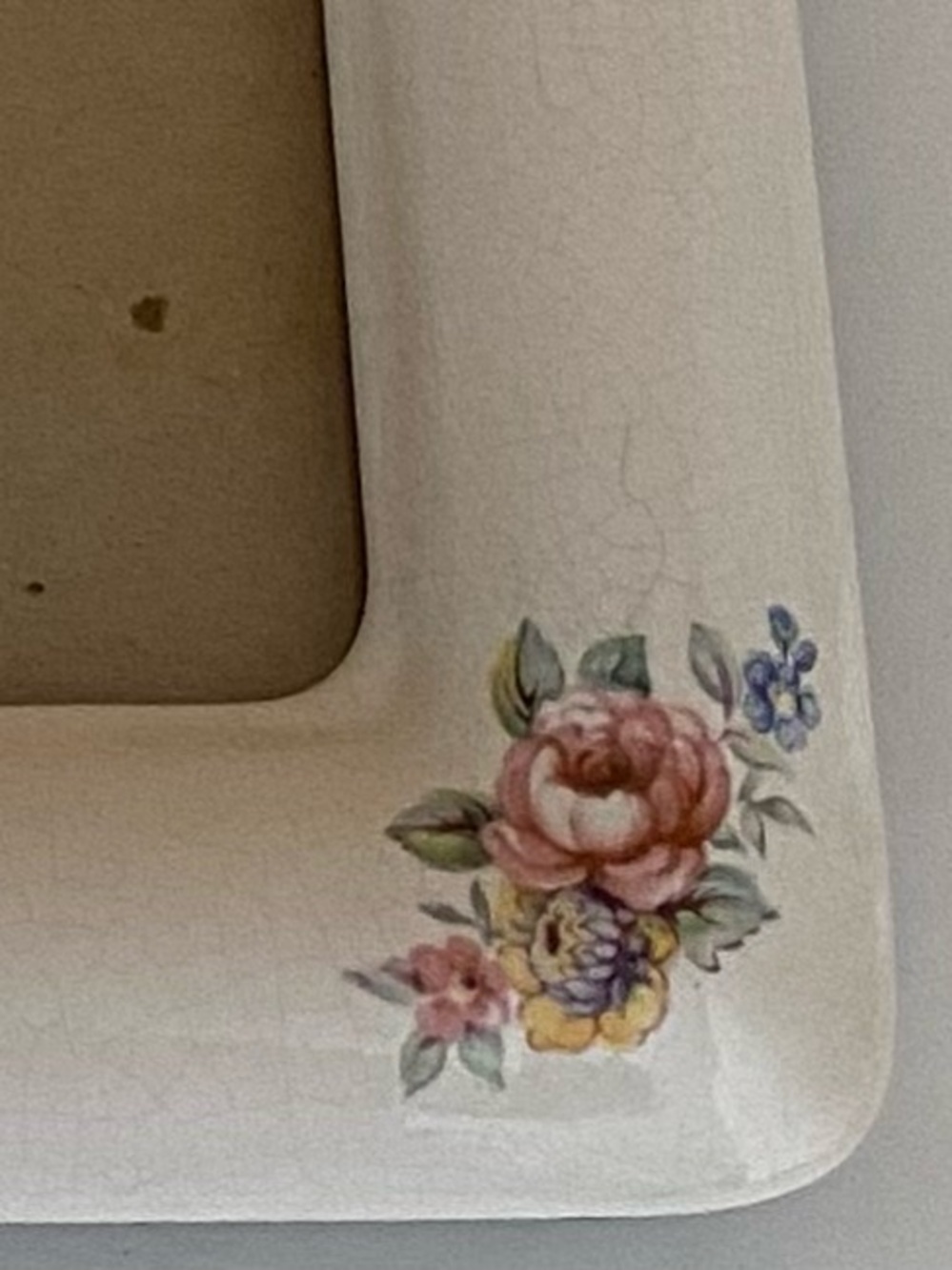 Vintage Victorian Ceramic Picture Frame Pink Floral Ivory Cottagecore Decor - Picture 5 of 11